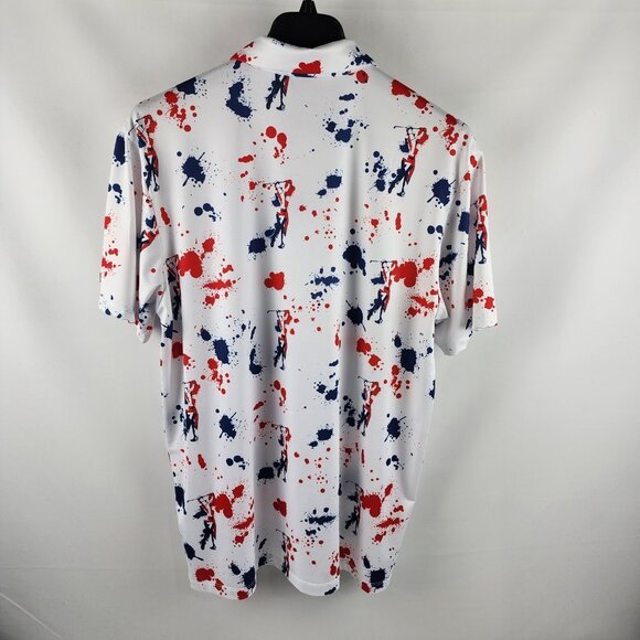 Yatta Golf Shirt Mens XL Multi Paint Splatter S/S Golf Polo - Picture 2 of 8